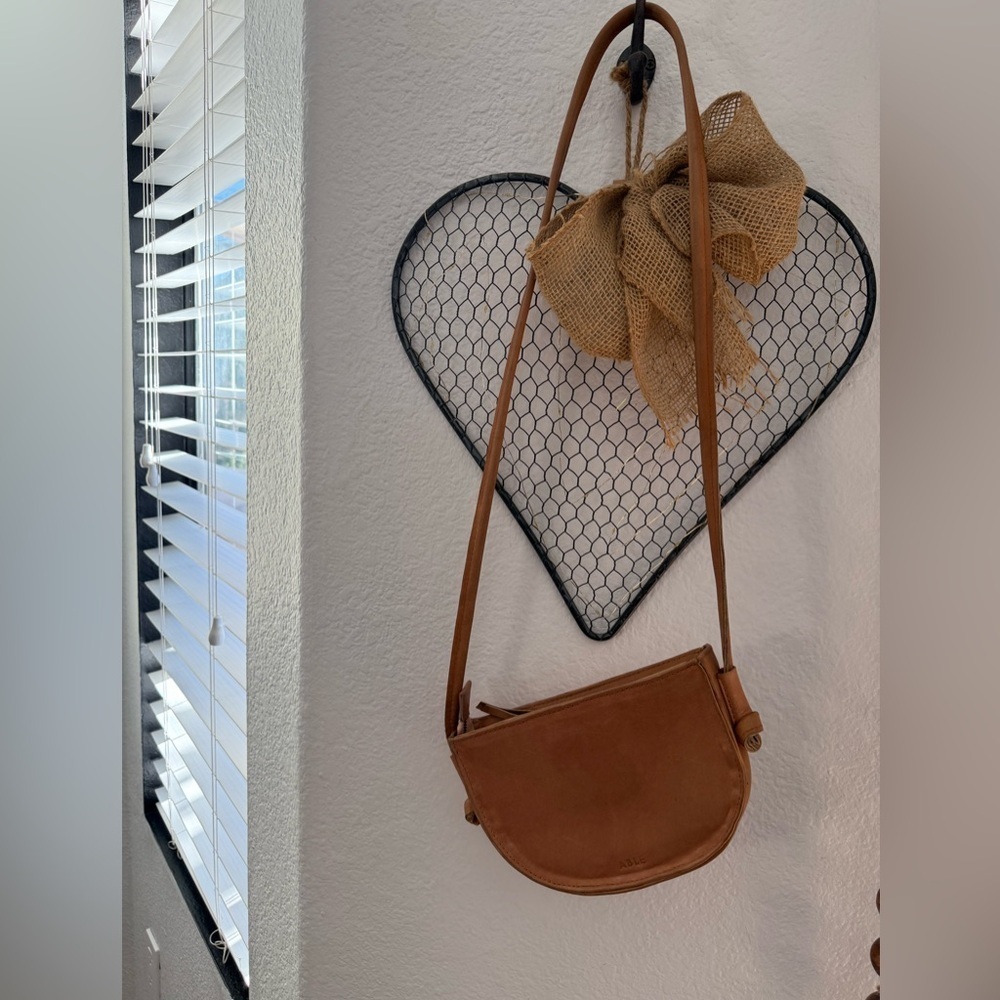 Able Camel Leather Crossbody Bag #23